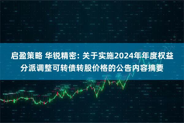 启盈策略 华锐精密: 关于实施2024年年度权益分派调整可转债转股价格的公告内容摘要